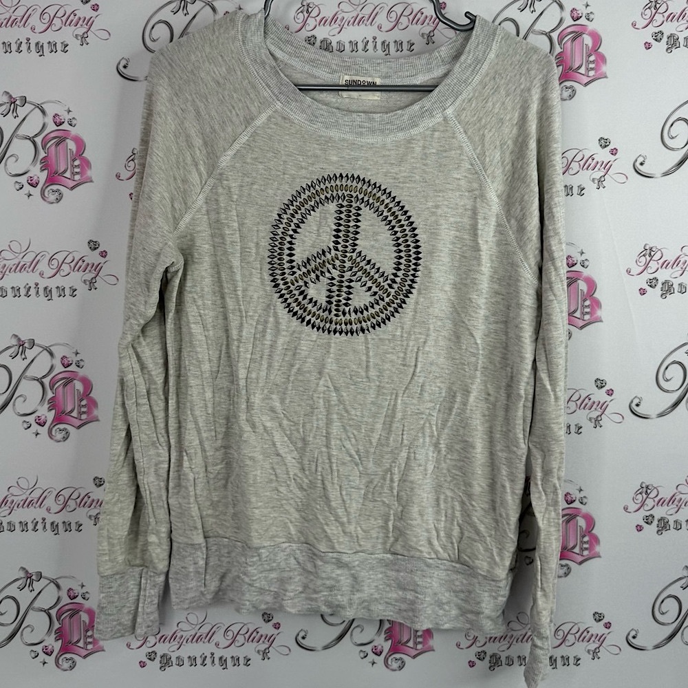 River + Sky sundown peace ☮️ sweater super soft boho Light Gray Sweatshirt